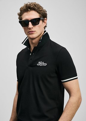 LUFİAN Artos - 111040249 Erkek Siyah Polo Yaka T-Shirt