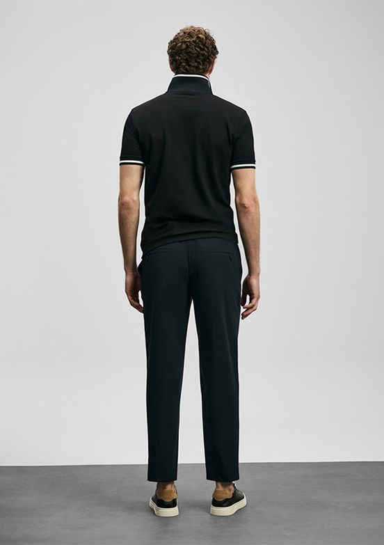 LUFİAN Artos - 111040249 Erkek Siyah Polo Yaka T-Shirt