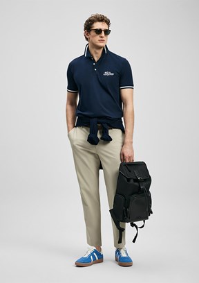LUFİAN Artos - 111040249 Erkek Lacivert Polo Yaka T-Shirt