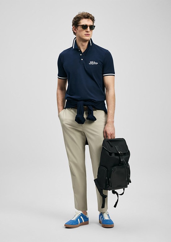 LUFİAN Artos - 111040249 Erkek Lacivert Polo Yaka T-Shirt