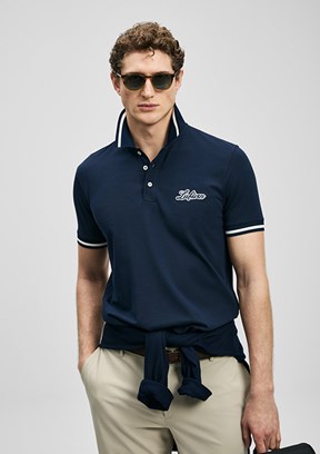 LUFİAN Artos - 111040249 Erkek Lacivert Polo Yaka T-Shirt