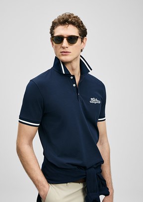 LUFİAN Artos - 111040249 Erkek Lacivert Polo Yaka T-Shirt