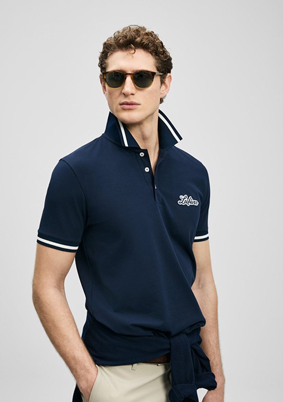 LUFİAN Artos - 111040249 Erkek Lacivert Polo Yaka T-Shirt