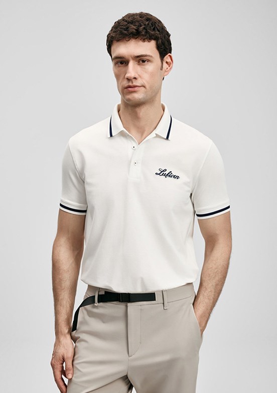 LUFİAN Artos - 111040249 Erkek Beyaz Polo Yaka T-Shirt