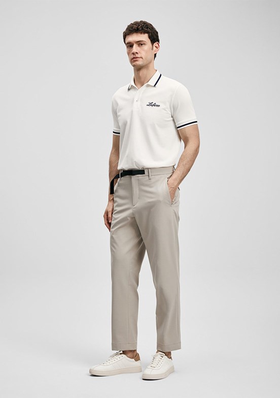 LUFİAN Artos - 111040249 Erkek Beyaz Polo Yaka T-Shirt