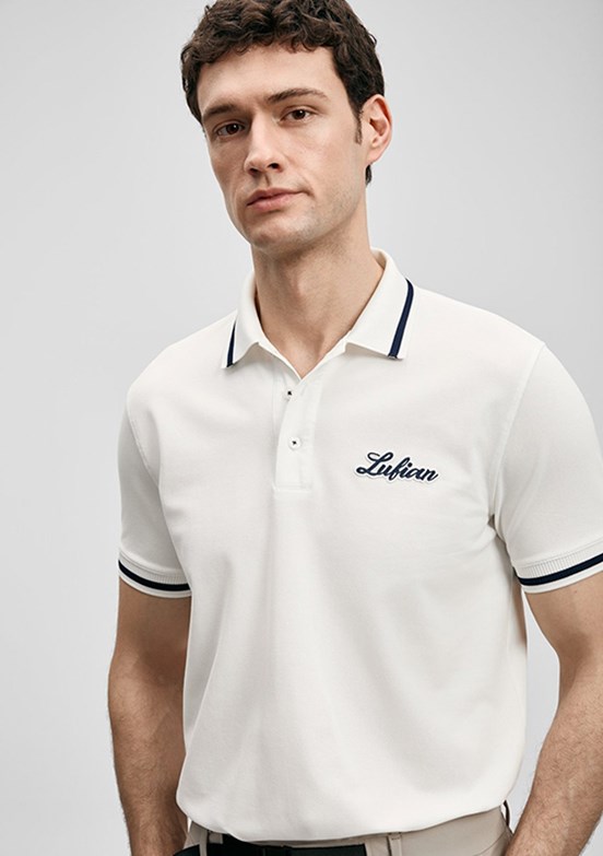 LUFİAN Artos - 111040249 Erkek Beyaz Polo Yaka T-Shirt