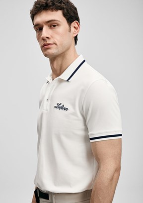 LUFİAN Artos - 111040249 Erkek Beyaz Polo Yaka T-Shirt