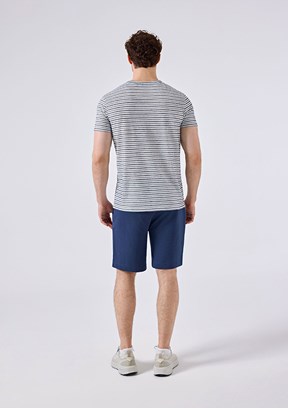 ELLESSE - 6SM5021 Erkek Lacivert Çizgili T-Shirt