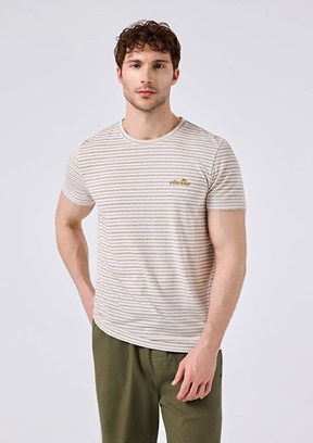 ELLESSE - 6SM5021 Erkek Bej Çizgili T-Shirt