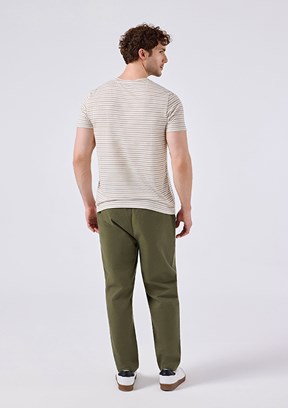 ELLESSE - 6SM5021 Erkek Bej Çizgili T-Shirt