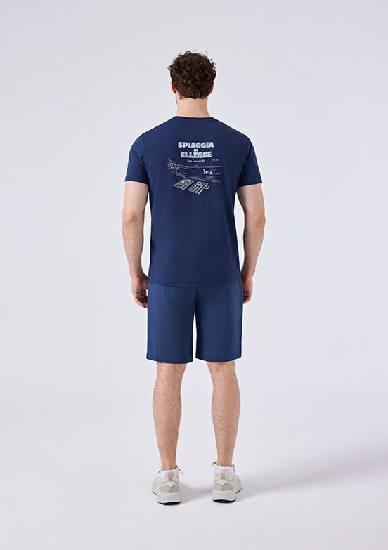 ELLESSE - 6SM5065 Erkek Lacivert Baskılı T-Shirt