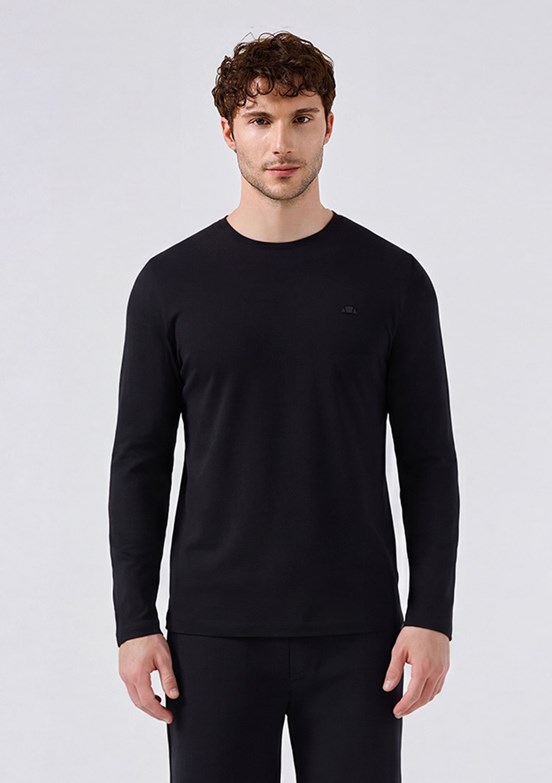 ELLESSE - 6SM5066 Erkek Siyah Uzun Kol T-Shirt