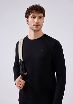 ELLESSE - 6SM5066 Erkek Siyah Uzun Kol T-Shirt