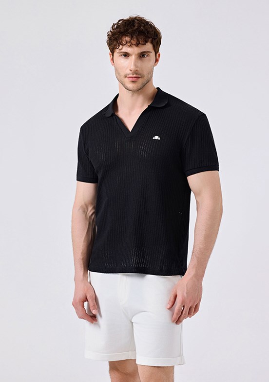 ELLESSE - 6SM5047 Erkek Siyah Polo Yaka T-Shirt