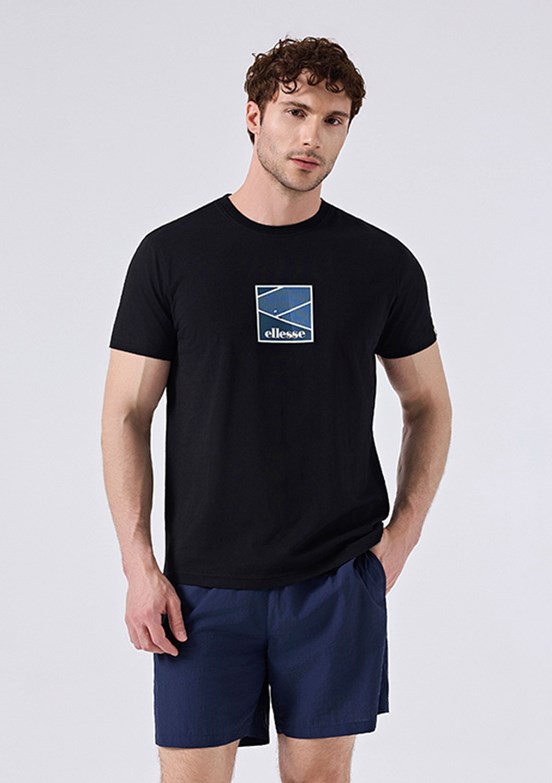 ELLESSE - 6SM5025 Erkek Siyah Baskılı T-Shirt