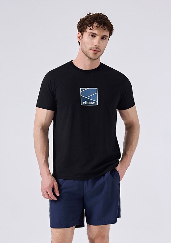 ELLESSE - 6SM5025 Erkek Siyah Baskılı T-Shirt