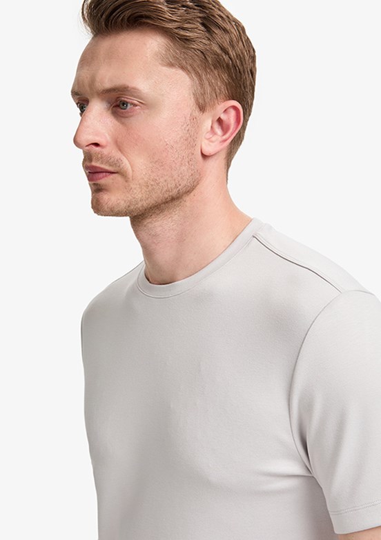 PİERRE CARDİN - Erkek Gri Basic T-Shirt