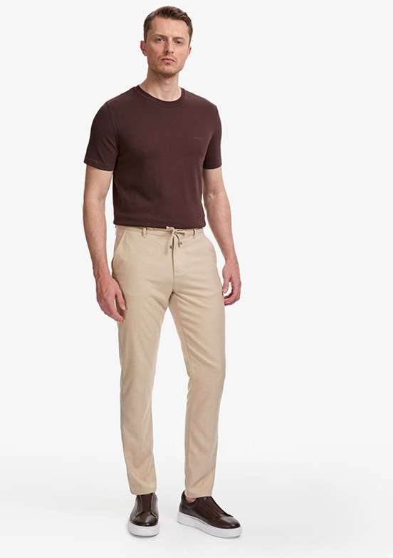 PİERRE CARDİN - Erkek Bej Slim Pantolon