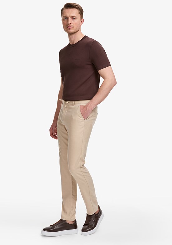 PİERRE CARDİN - Erkek Bej Slim Pantolon