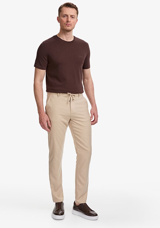 PİERRE CARDİN - Erkek Bej Slim Pantolon