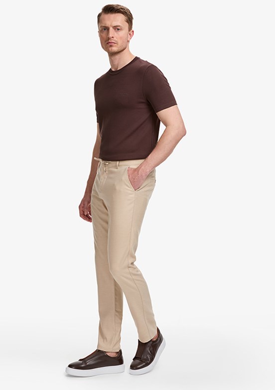 PİERRE CARDİN - Erkek Bej Slim Pantolon