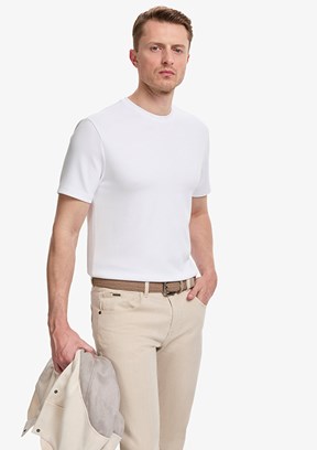 PİERRE CARDİN - Erkek Beyaz Basic T-Shirt