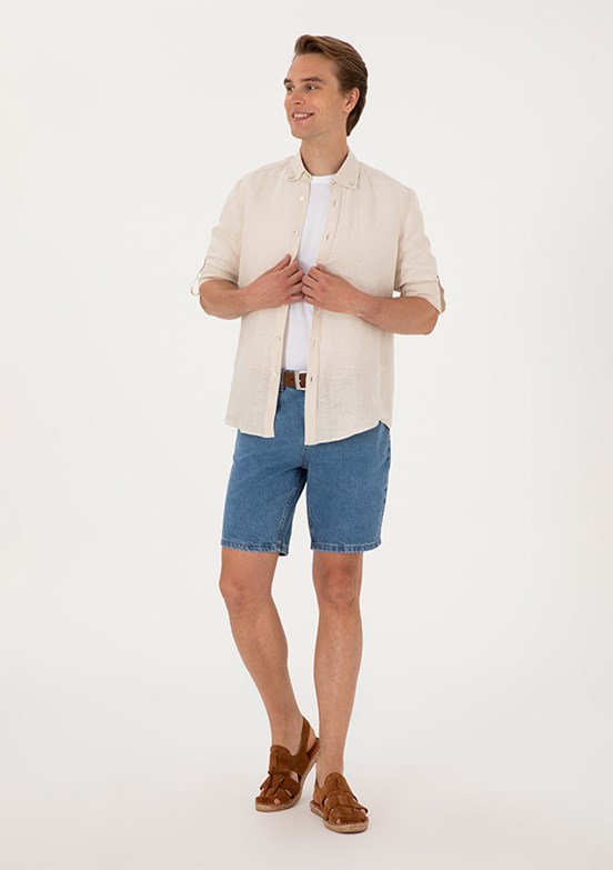 US POLO ASSN - Erkek Mavi Denim Şort