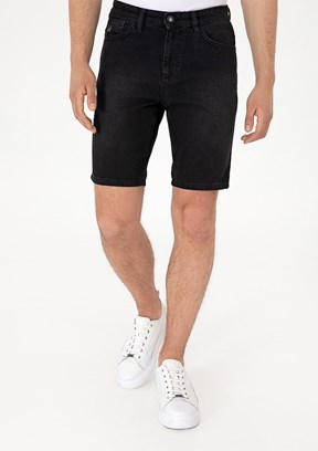US POLO ASSN - Erkek Siyah Denim Şort