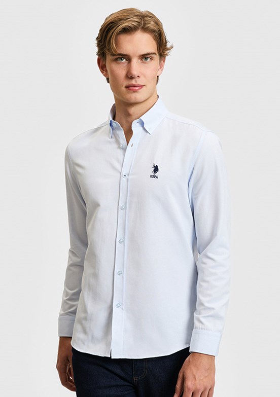 US POLO ASSN - Erkek Mavi Uzun Kol Gömlek