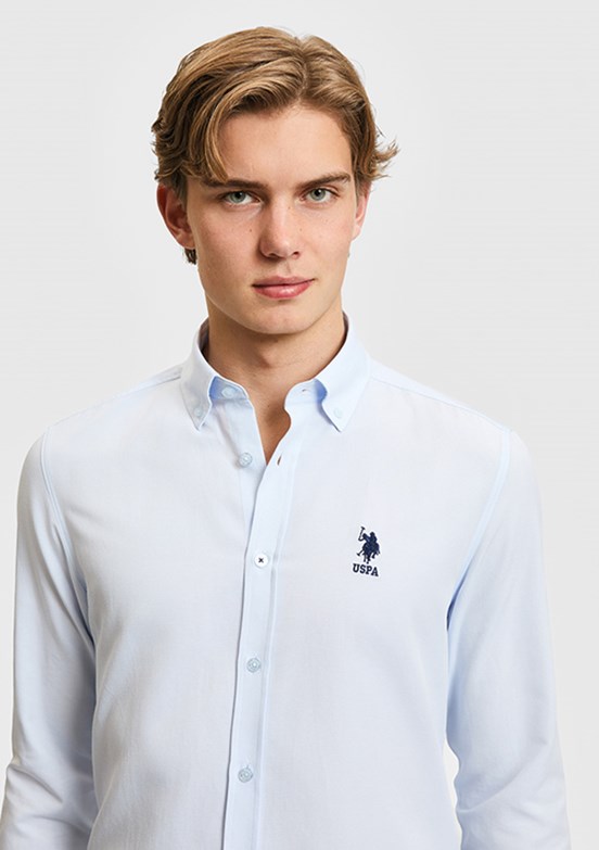 US POLO ASSN - Erkek Mavi Uzun Kol Gömlek