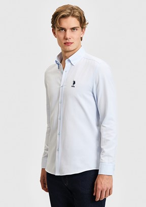US POLO ASSN - Erkek Mavi Uzun Kol Gömlek