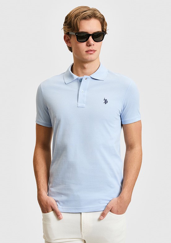 US POLO ASSN - Erkek Mavi Basic T-Shirt