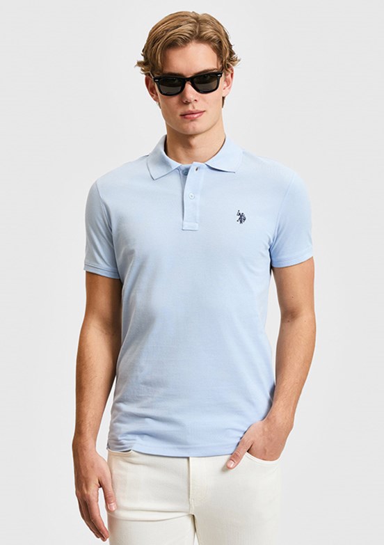 US POLO ASSN - Erkek Mavi Basic T-Shirt