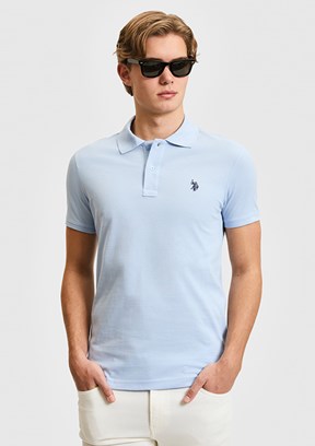 US POLO ASSN - Erkek Mavi Basic T-Shirt