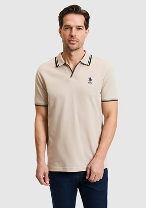 US POLO ASSN - Erkek Bej Slim T-Shirt