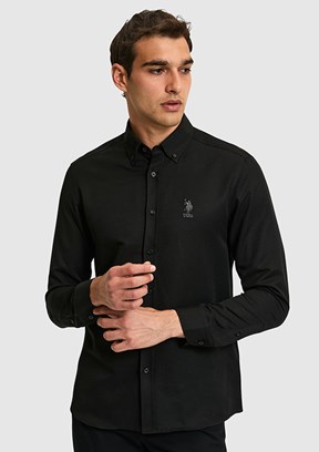 US POLO ASSN - Erkek Siyah Uzun Kol Gömlek