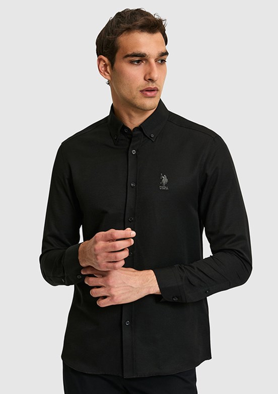 US POLO ASSN - Erkek Siyah Uzun Kol Gömlek