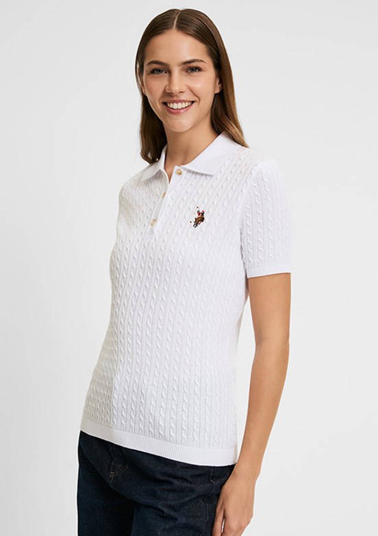 US POLO ASSN - Kadın Beyaz Slim Kazak