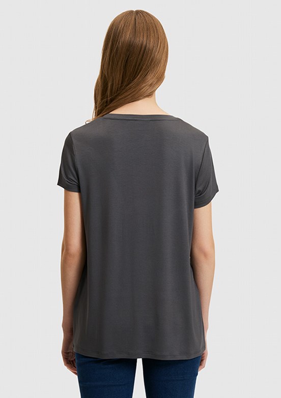 US POLO ASSN - Kadın Antrasit Basic T-Shirt