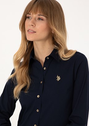 US POLO ASSN - Kadın Lacivert Slim Gömlek