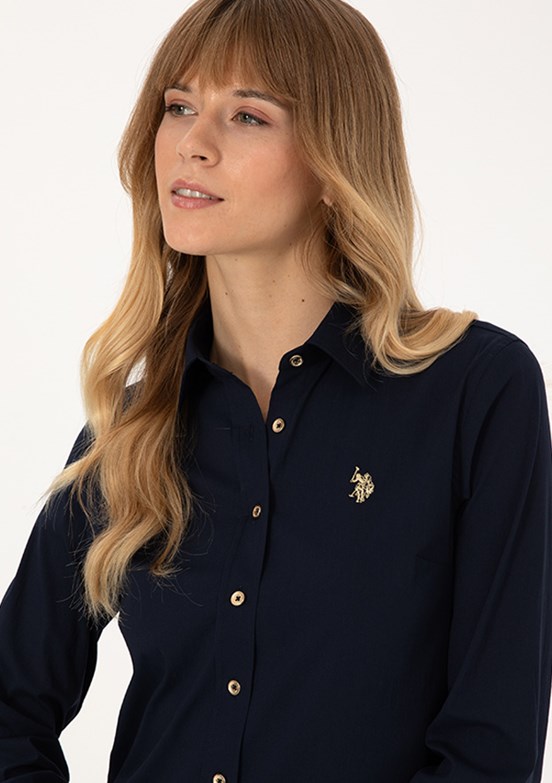 US POLO ASSN - Kadın Lacivert Slim Gömlek
