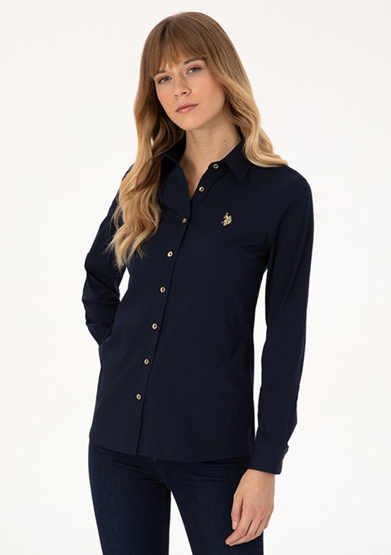 US POLO ASSN - Kadın Lacivert Slim Gömlek