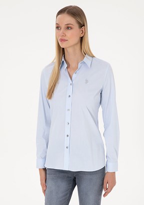 US POLO ASSN - Kadın Mavi Slim Gömlek