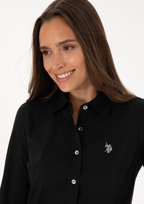 US POLO ASSN - Kadın Siyah Slim Gömlek