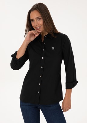 US POLO ASSN - Kadın Siyah Slim Gömlek