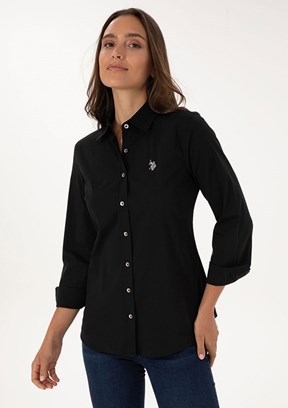 US POLO ASSN - Kadın Siyah Slim Gömlek