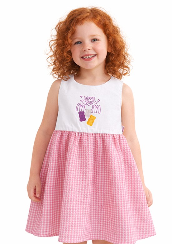 HARİBO - S26G1ELB203 Kız Çocuk Pembe Basic Elbise
