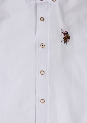 US POLO Erkek Çocuk Beyaz Uzun Kol Gömlek