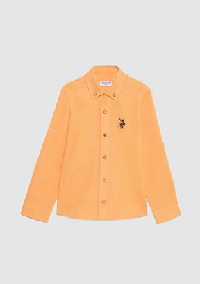 US POLO ASSN - Erkek Çocuk Turuncu Uzun Kol Gömlek