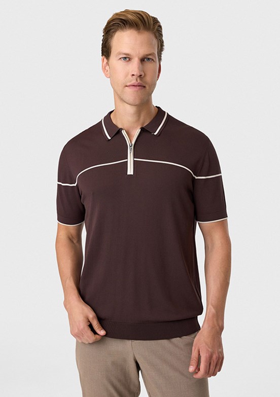 BACKANDBOND - B35S40021 Erkek Kahverengi Triko T-Shirt
